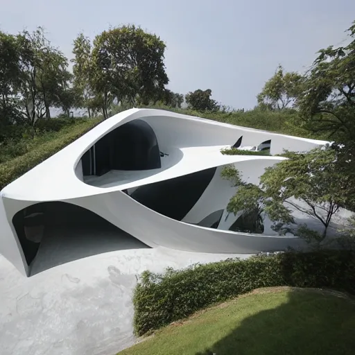 Image similar to house designed by zaha hadid