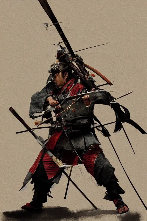 Image similar to Japanese samurai archer, portrait, fierce, intricate, elegant, volumetric lighting, scenery, digital painting, highly detailed, artstation, sharp focus, illustration, concept art, ruan jia, steve mccurry