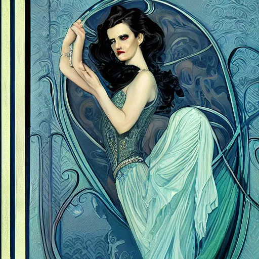 Prompt: a streamline moderne, art nouveau, portrait of eva green in the style of charlie bowater, and in the style of donato giancola, and in the style of charles dulac., ultrasharp.