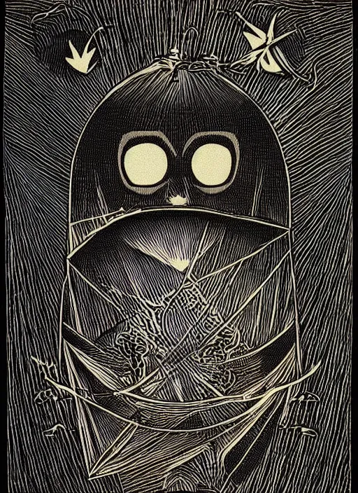 Image similar to fear of technology, black paper, tarot card, highly detailed, dave quiggle, border, intricate ink illustration