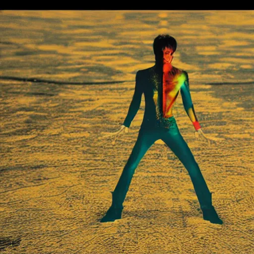 Image similar to ziggy stardust from Mars anamorphic illusion 4k