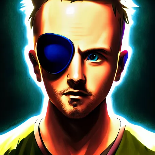 Image similar to portrait of cyberpunk jesse pinkman, anime fantasy illustration by tomoyuki yamasaki, kyoto studio, madhouse, ufotable, comixwave films, trending on artstation