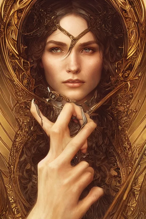 Image similar to beautiful lord of the rings elf, intricate, elegant, highly detailed, digital painting, artstation, concept art, smooth, sharp focus, illustration, art by artgerm and greg rutkowski and alphonse mucha