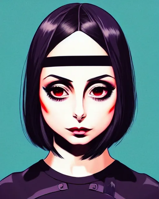 Prompt: style of ilya kuvshinov : : gorgeous willa holland : : evil witch, swirling black magic, black dress : : symmetrical face, symmetrical eyes : : full body pose : : gorgeous black hair : : magic lighting, low spacial lighting : :