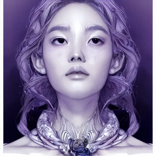 Image similar to the portrait of a blueberry that resembles an absurdly beautiful, graceful, elegant, sophisticated irene bae woman, an ultrafine hyperdetailed illustration by kim jung gi, irakli nadar, intricate linework, bright colors, octopath traveler, final fantasy, unreal engine 5 highly rendered, global illumination, radiant light, detailed and intricate environment