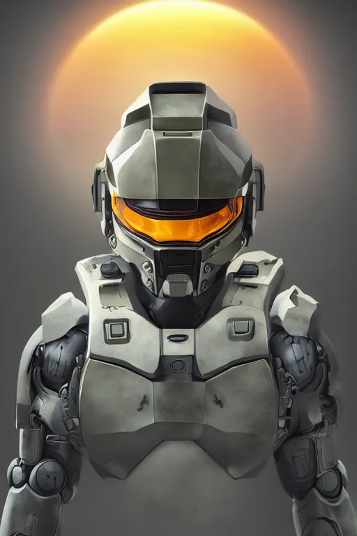 Image similar to robot ninja mask helmet halo master chief radiating a glowing aura global illumination ray tracing hdr fanart arstation by ian pesty and katarzyna da „ bek - chmiel