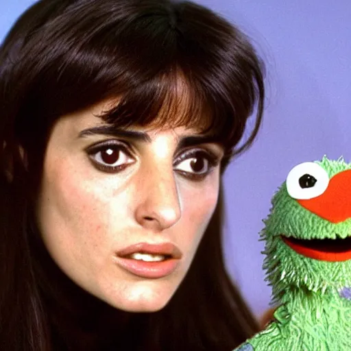 Image similar to 2 0 0 1 : a space odyssey material penelope cruz as a muppet