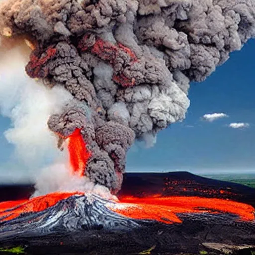 Prompt: super - volcano eruption, photo