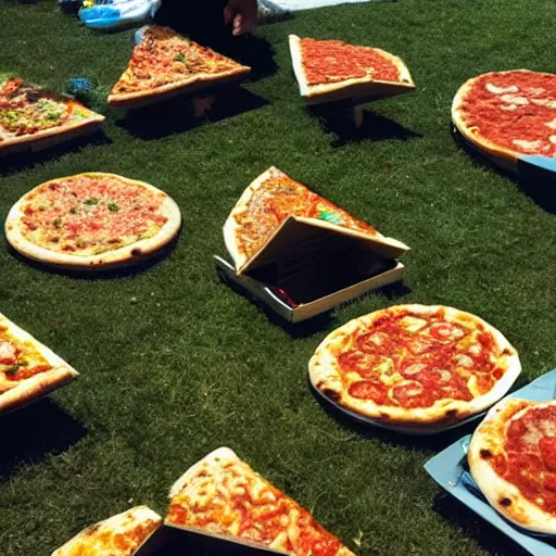 Image similar to a garden of pizza