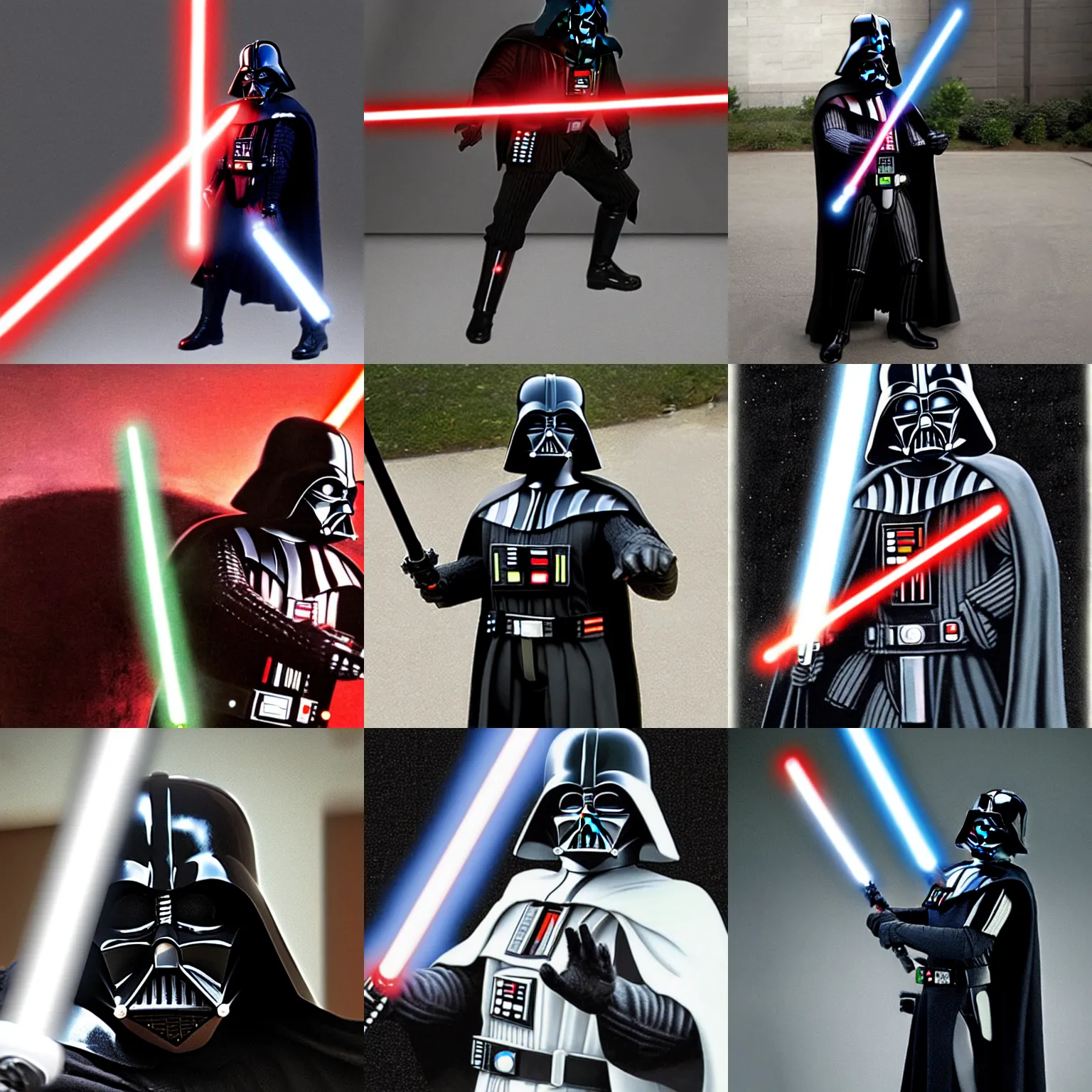 Prompt: darth vader aims his lightsaber at you