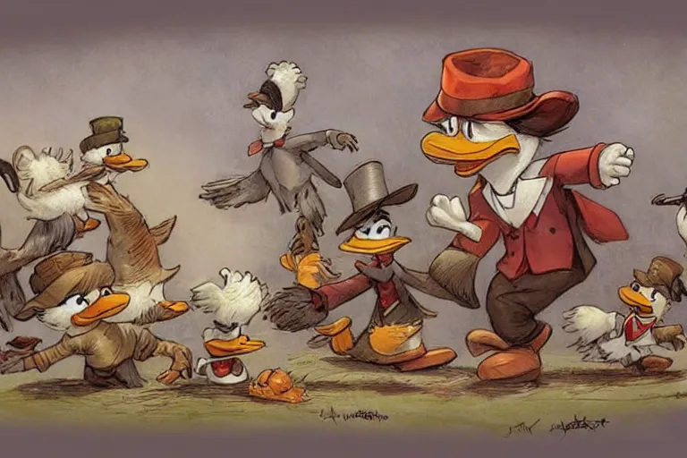 Prompt: duckburg by jean - baptiste monge!!!!!!!!!!!!!!!!!!!!!!!!!!!