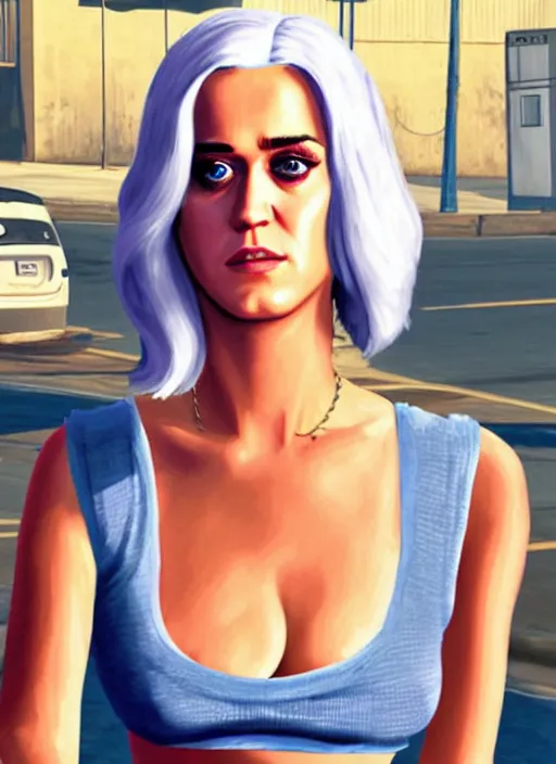 Image similar to Homeless portrait of Katy Perry, in GTA V, Stephen Bliss