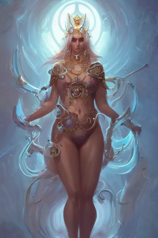 Prompt: beautiful mysterious goddess of time, character concept art, DeviantArt Artstation, by Brom and Peter Mohrbacher