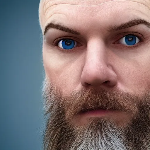 Prompt: Middle aged, very pale, very hairy, blue eyed, very manly, balding white man, hyperrealistic, photograph