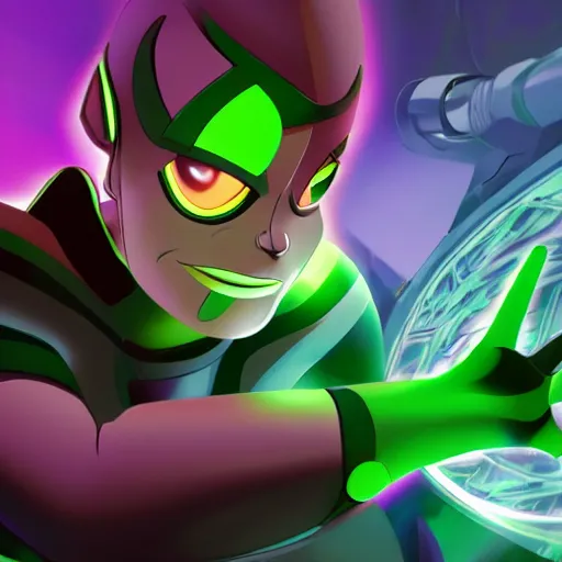 Prompt: omnitrix from ben 1 0 with a hologram of an alien, dynamic lighting, photorealistic fantasy concept art, trending on art station, stunning visuals, creative, cinematic, ultra detailed