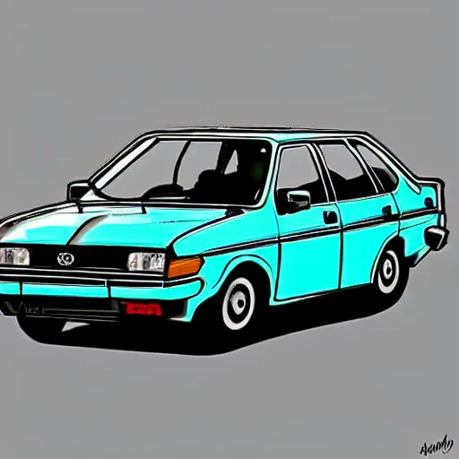 Prompt: a toyota corolla by andy warhol, digital art, trending on artstation