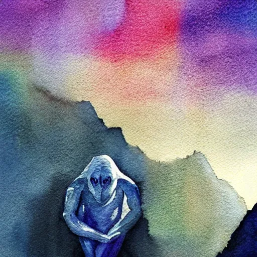 Prompt: creature from another planet in its natural environment. beautiful light. grainy and rough. soft colour scheme. beautiful artistic watercolor by lurid. ( 2 0 2 2 )