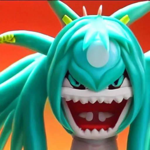 Image similar to toei productions kaiju miku hatsune as a giant monster. mikuzilla