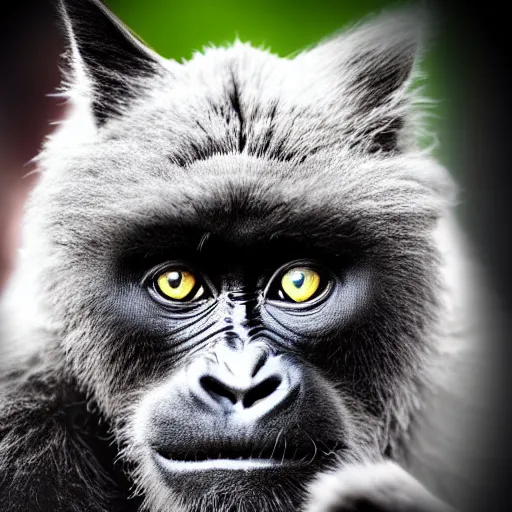 Image similar to a cat - gorilla - hybrid, animal photography