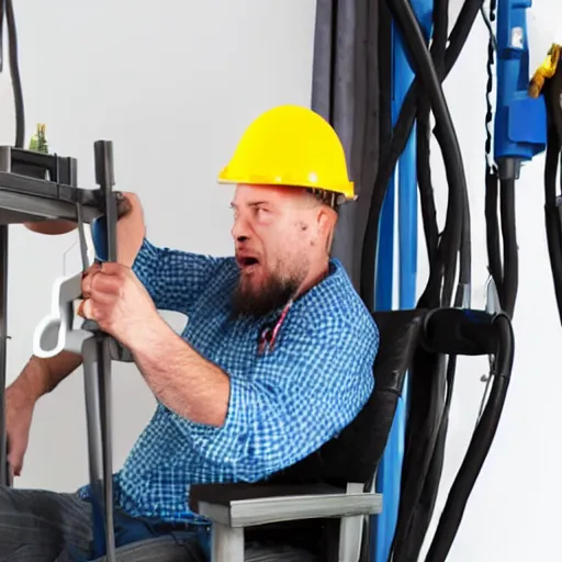 Prompt: person in a chair with their head hooked up to cables and machinery, coherent