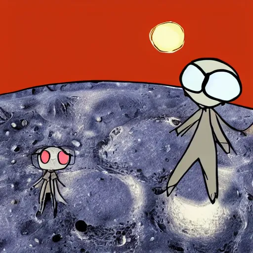 Prompt: aliens in the moon wearing glasses