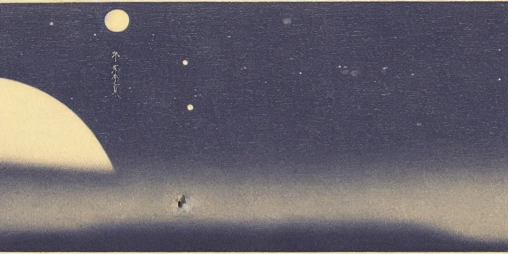 Image similar to cloudy night sky by ohara koson, 1 9 1 0