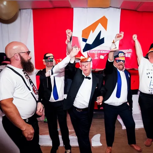 Image similar to trump's party and the proud boys dancing to ymca.