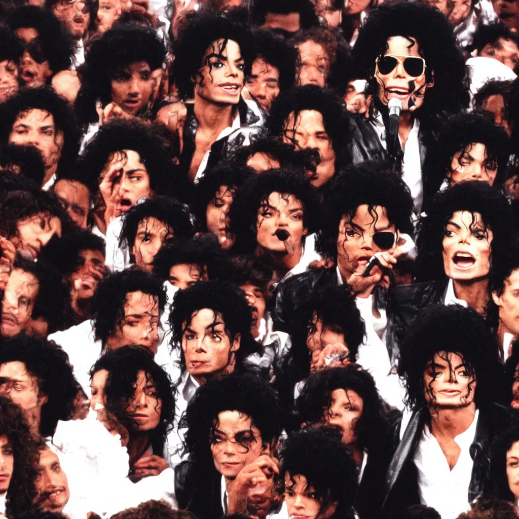 Prompt: michael jackson in a crowd of michael jacksons, photo, 4 k