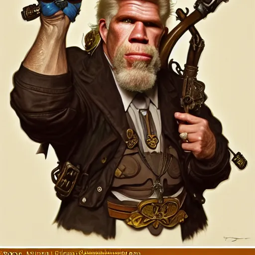 Image similar to full portrait of ron perlman as forrest gimp, fantasy, d & d, intricate, detailed, by by alphonse mucha, adolfo hohenstein, alice russell glenny, stanley artgerm lau, greg rutkowski, detailed, trending on artstation, trending on artstation, smooth