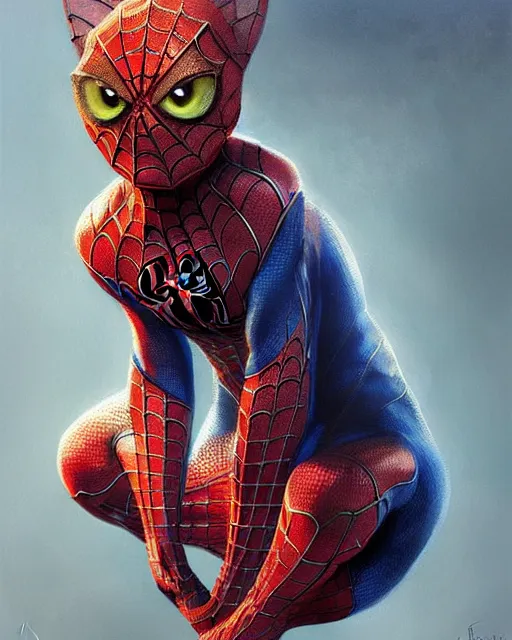 Image similar to spiderman if he were a cat | highly detailed | from the pixar film sneaky cats | very intricate | cinematic lighting | award - winning | closeup portrait | by donato giancola and mandy jurgens and charlie bowater | featured on artstation