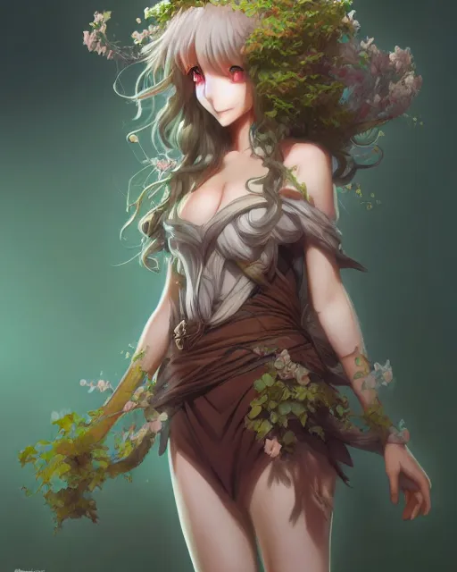 Prompt: character concept art of an anime dryad | | cute - fine - face, pretty face, realistic shaded perfect face, fine details by stanley artgerm lau, wlop, rossdraws, james jean, andrei riabovitchev, marc simonetti, and sakimichan, tranding on artstation