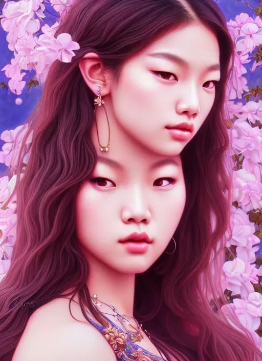 Image similar to jennie of blackpink, goddess of the moon, highly detailed, digital painting, smooth, sharp focus, illustration, ultra realistic, unreal engine, 8 k, art by artgerm and alphonse mucha