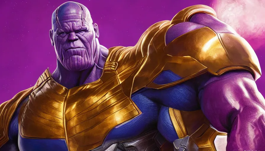 Image similar to Digital painting of John Cena as Thanos, hyperdetailed, artstation, cgsociety, 8k
