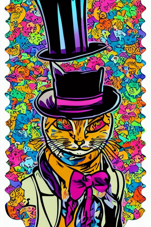 Image similar to A portrait of a cat wearing a top hat, sticker, colorful, illustration, highly detailed, smooth and clean vector curves, no jagged lines, vector art, smooth