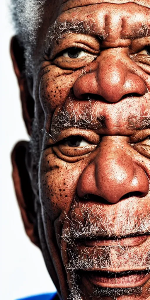 Image similar to morgan freeman very angry closeup photo portrait, studio lighting