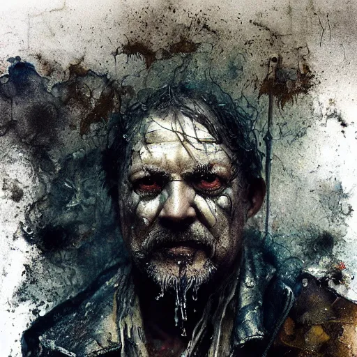 Image similar to wet collodion photography of innsmouth dweller mutant fisherman sailor old man with gills and scales creatures from the deep ocean by emil melmoth zdzislaw beksinki craig mullins yoji shinkawa realistic render ominous detailed photo atmospheric by jeremy mann francis bacon and agnes cecile ink drips paint smears digital glitches glitchart