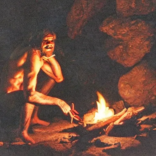 Image similar to cave man discovering fire