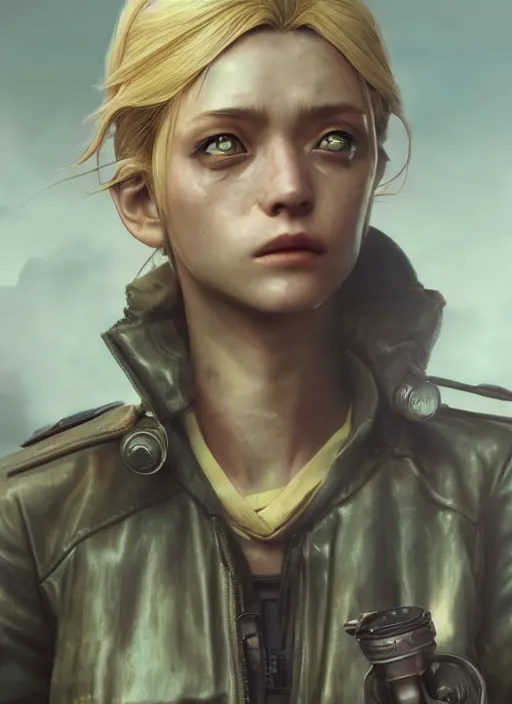 Image similar to detailed still of yuno gasai in fallout, detailed realistic face, digital art, by charlie bowater, by magali villeneuve, gorgeous lighting, unreal engine, movie composition