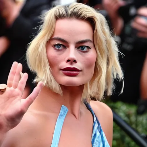 Prompt: Margot Robbie blowing a kiss