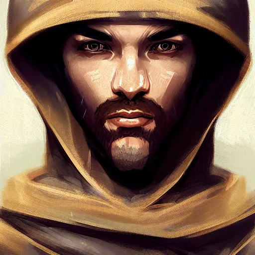 Prompt: portrait from a male hooded king, trending on artstation