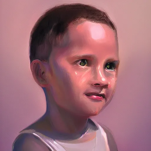 Prompt: kid with big head, digital painting, beautiful lighting