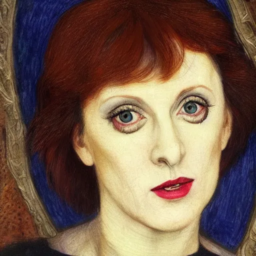 Image similar to portrait of hybrid of isy suttie and liza minelli, preraphaelite, 8 k