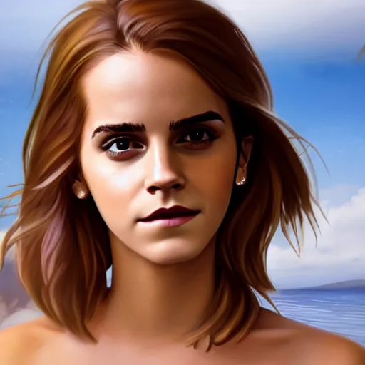 Image similar to Emma Watson as a Pokémon in a bikini, hyper realistic, artstation, 8k resolution