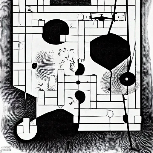 Prompt: crossword puzzle painted by salvador dali, black and white, geometric, high - quality digital art, sharp focus, masterpiece