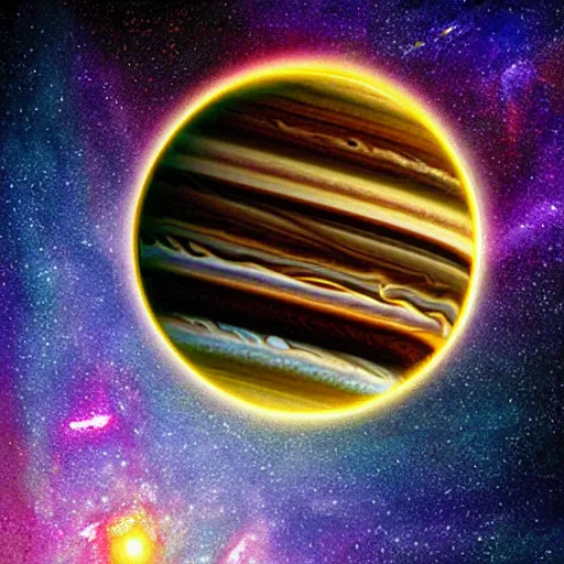 Image similar to Installation art. Using data from a NASA exoplanet space telescope, scientists discovered a Jupiter-like world 379 light-years from Earth, orbiting a star similar to our Sun. by Erin Hanson spirited