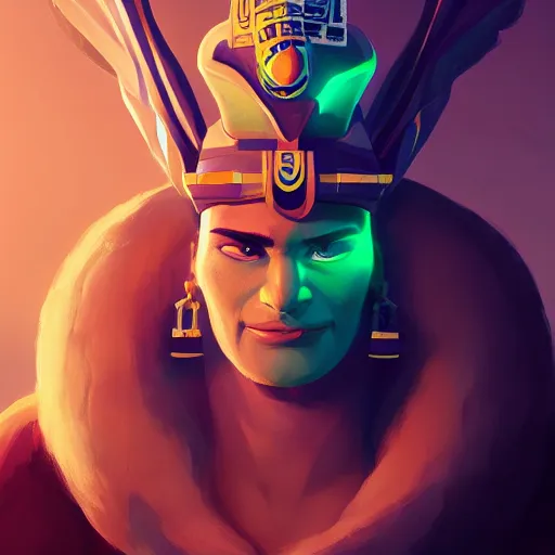 Image similar to Portrait of Horus, egyptian god, mattepainting concept Blizzard pixar maya engine on stylized background splash comics global illumination lighting artstation lois van baarle, ilya kuvshinov, rossdraws