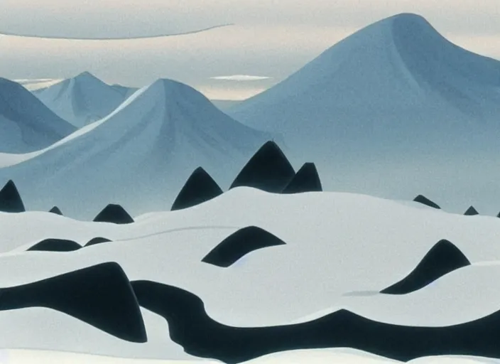 Prompt: minimalist charred wooded snowdrift landscape from mulan ( 1 9 9 8 )