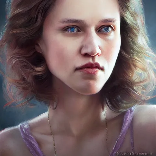 Image similar to kate mckinnon, a beautiful portrait, soft painting, by stanley artgerm lau, wlop, rossdraws, lerapi, and sakimichan,