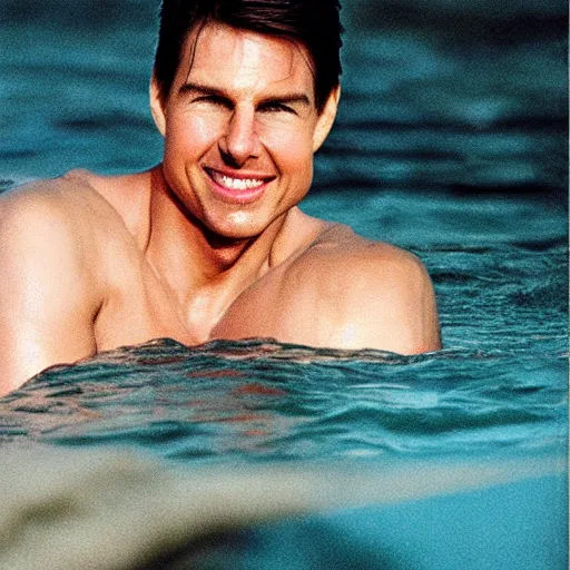 Prompt: Tom Cruise cute mermaid