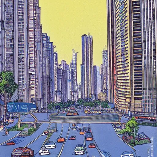 Image similar to avenida paulista painted by moebius